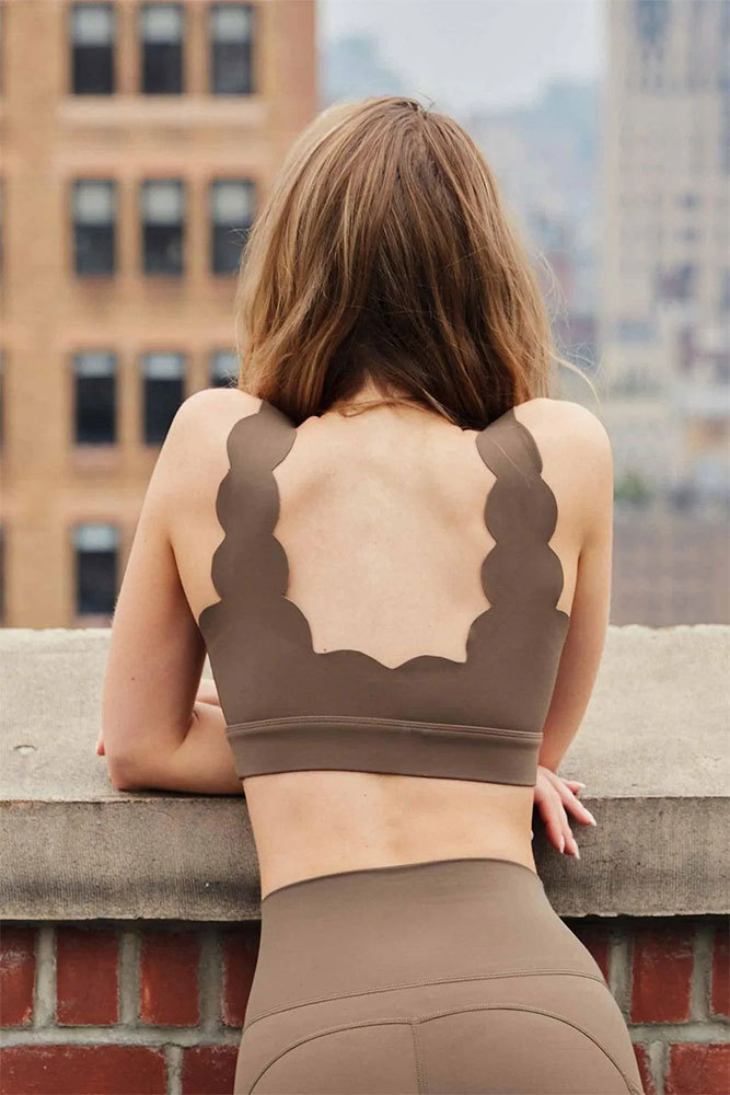 Vibecurve® V-Neck Lace Vest With Chest Padding And Gathered Shock-Proof Sports Top