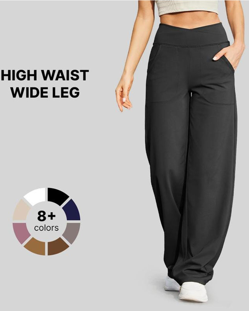 Vibecurve® Wide Leg Pants for Women Loose Yoga Pants with Pockets