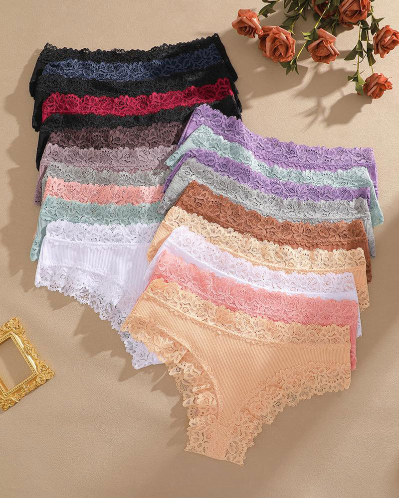 Vibecurve® Women's Cotton Panties Lace Low Rise Basic Brazilian Bikini Cute Panties