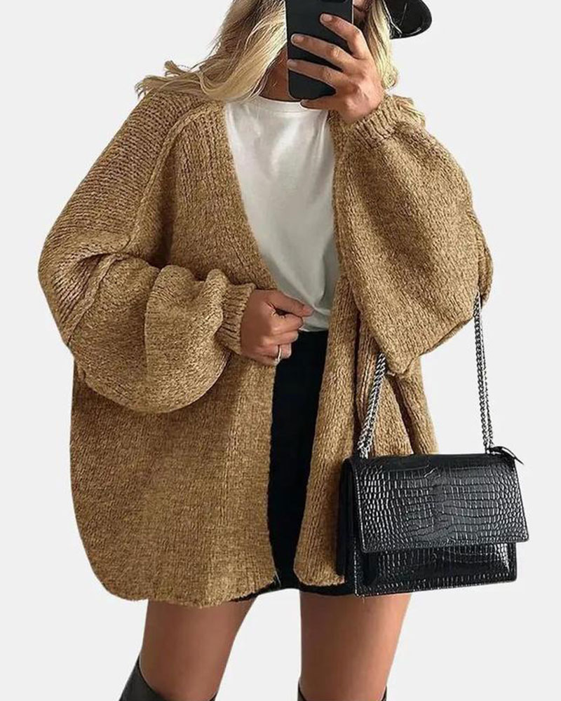 Vibecurve® Oversized Cardigan Sweater Fall Long Lantern Sleeve Knit