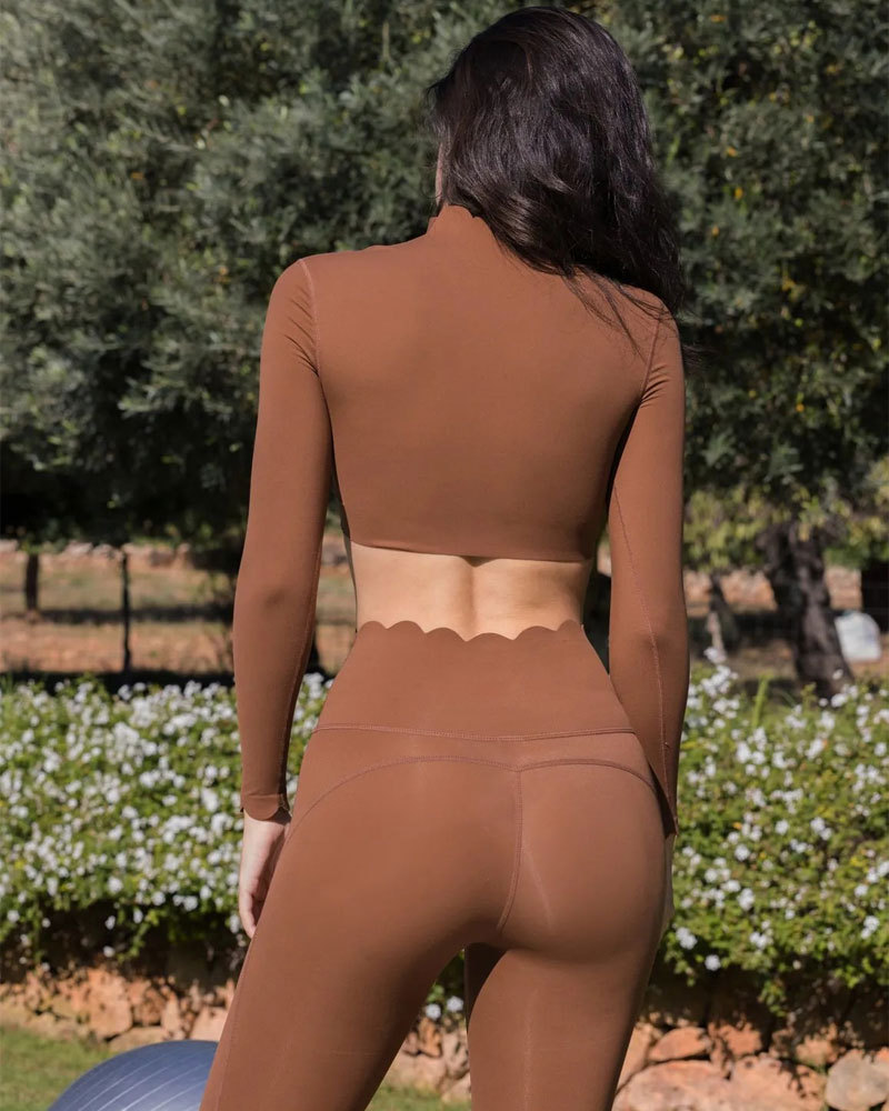 Vibecurve® Square Neck Tight Elastic Slim Yoga Sports Long Sleeve Top