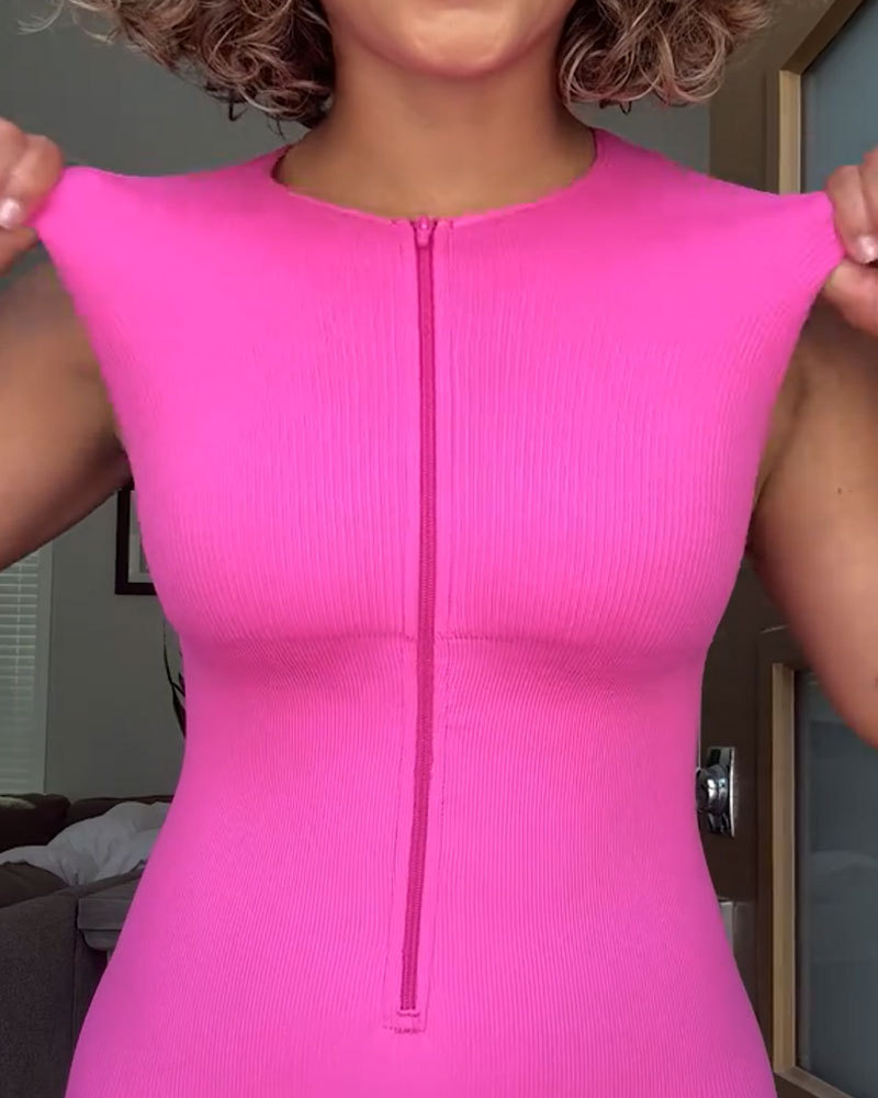 Vibecurve® Front Zipper Seamless Knit Bodysuit Shaper
