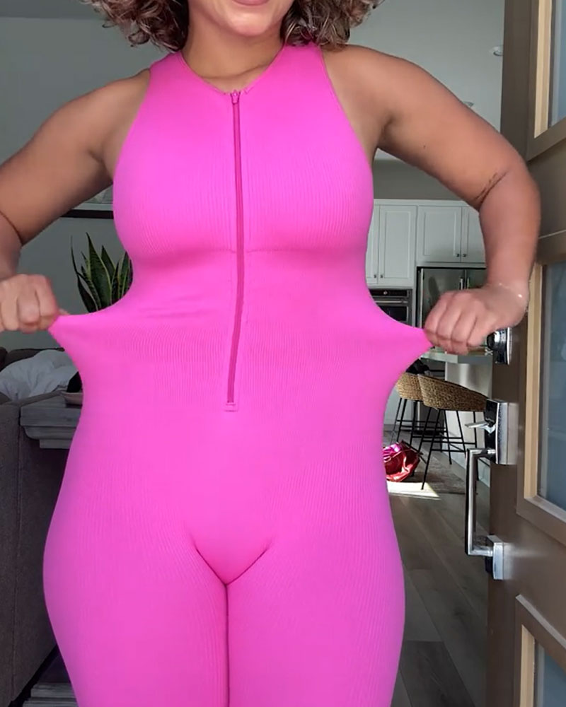 Vibecurve® Front Zipper Seamless Knit Bodysuit Shaper
