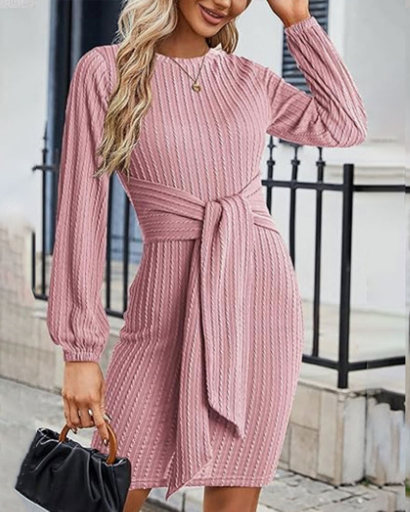 Vibecurve® Women's Elegant Knit Dress Long Lantern Sleeve