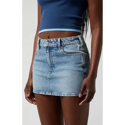 Vibecurve®High Waisted Stretchy Denim Skirt with Shorts
