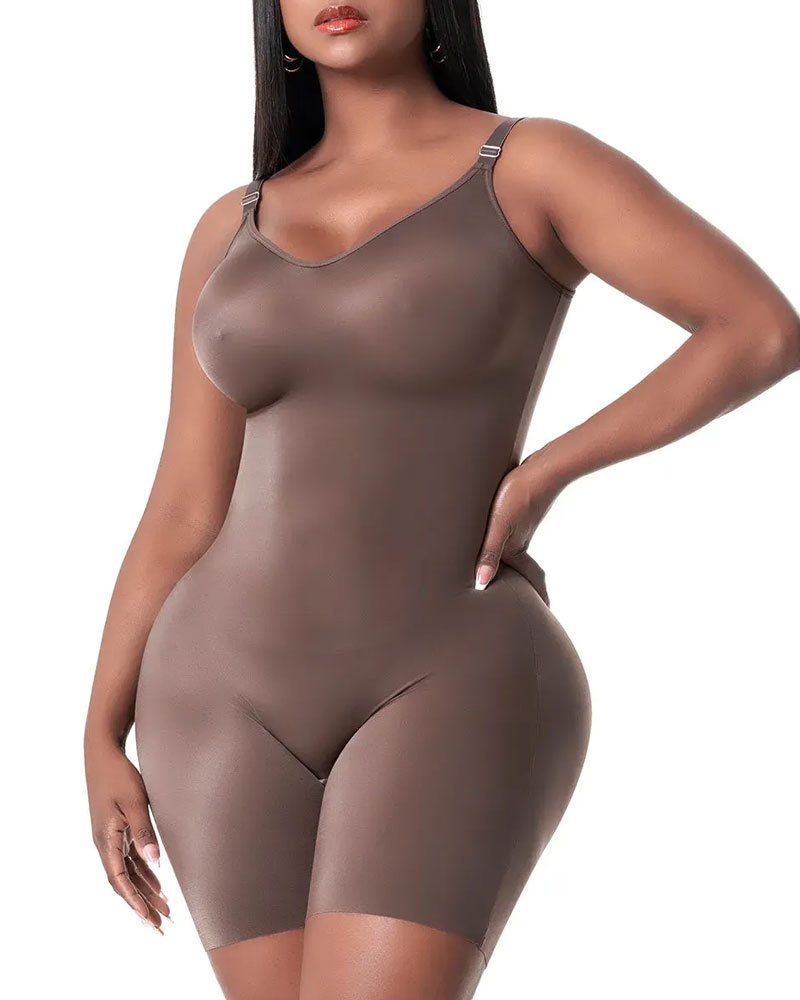 🔥Vibecurve®Comfy Tummy Control Shapewear Bodysuit Mid Thigh With Built-In Bra | Daily Use