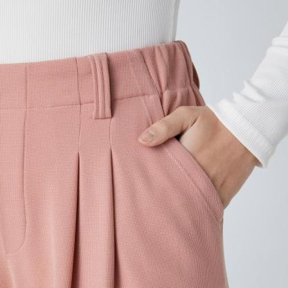 Vibecurve® High Waisted Plicated Side Pocket Wide Leg Waffle Work Pants