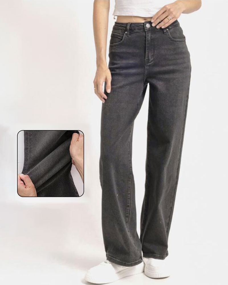 Vibecurve® Trendy Denim High Waist Multi-Pocket Wide Leg Jeans