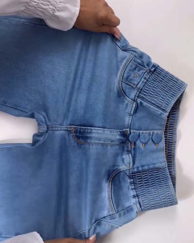 Skinny Flared Jeans With Elastic Waistband (Pre-Sale)