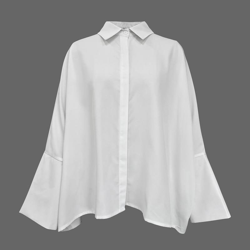 Vibecurve® Long-Sleeved Loose Solid Color Lapel Shirt Tops