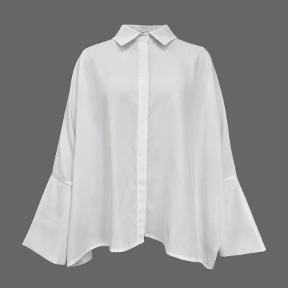 Vibecurve® Long-Sleeved Loose Solid Color Lapel Shirt Tops