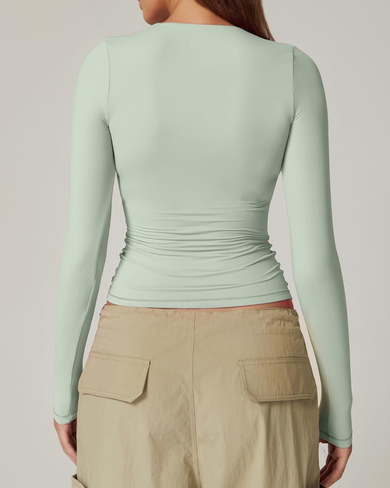 Vibecurve® Long Sleeve Square Neck T-Shirt Top