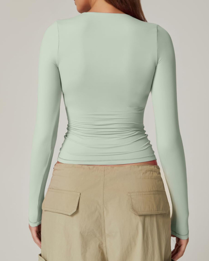 Vibecurve® Long Sleeve Square Neck T-Shirt Top