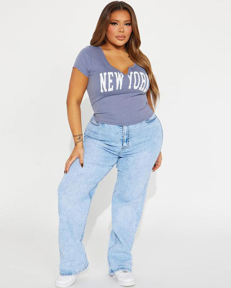 Vibecurve® Stretch Wide Leg Jeans - Light Wash