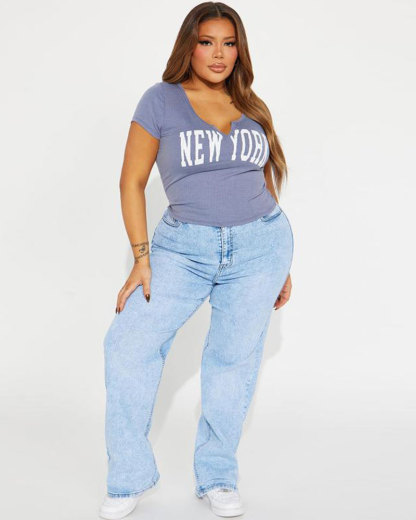 Vibecurve® Stretch Wide Leg Jeans - Light Wash