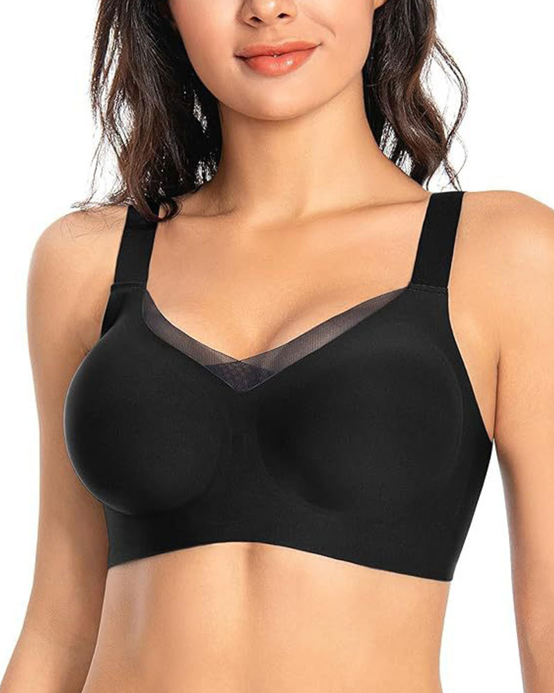 Vibecurve® Airy Mesh Crossover Comfortable Breathable Jelly Seamless Padded Lightly Lined Wireless Bra