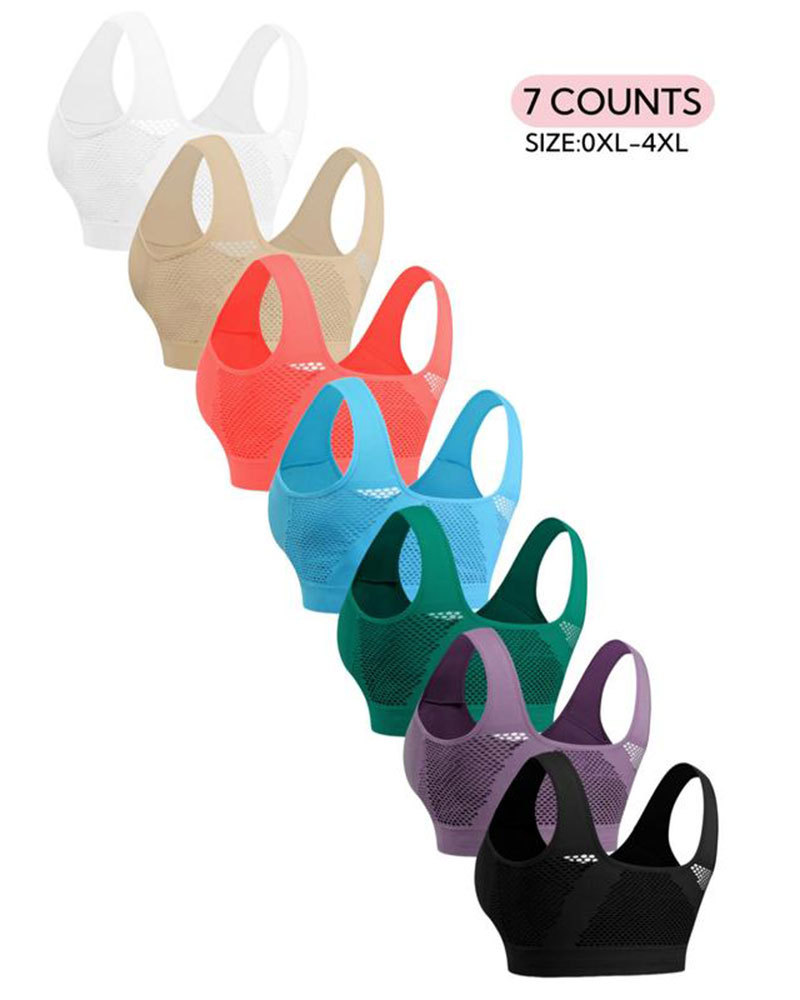 Vibecurve® Plus Size Women's Plain Hollow Out Wireless Seamless Bra