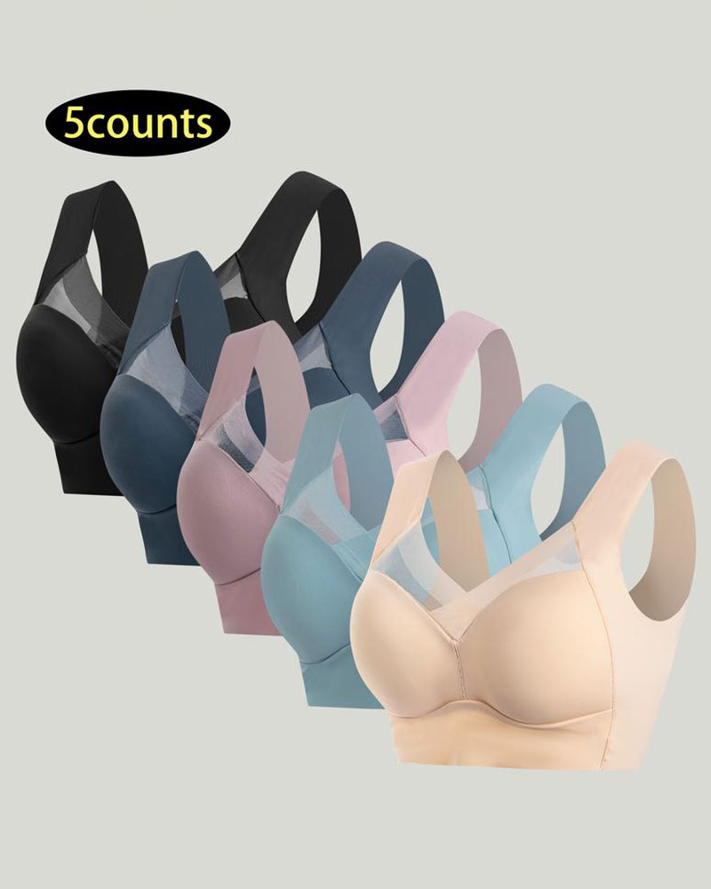 【5counts】Vibecurve® Seamless wireless push up bra backless no show invisible for women Minimalist Womenswear