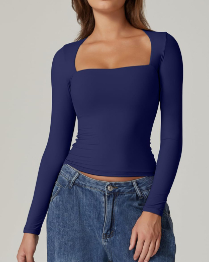 Vibecurve® Long Sleeve Square Neck T-Shirt Top