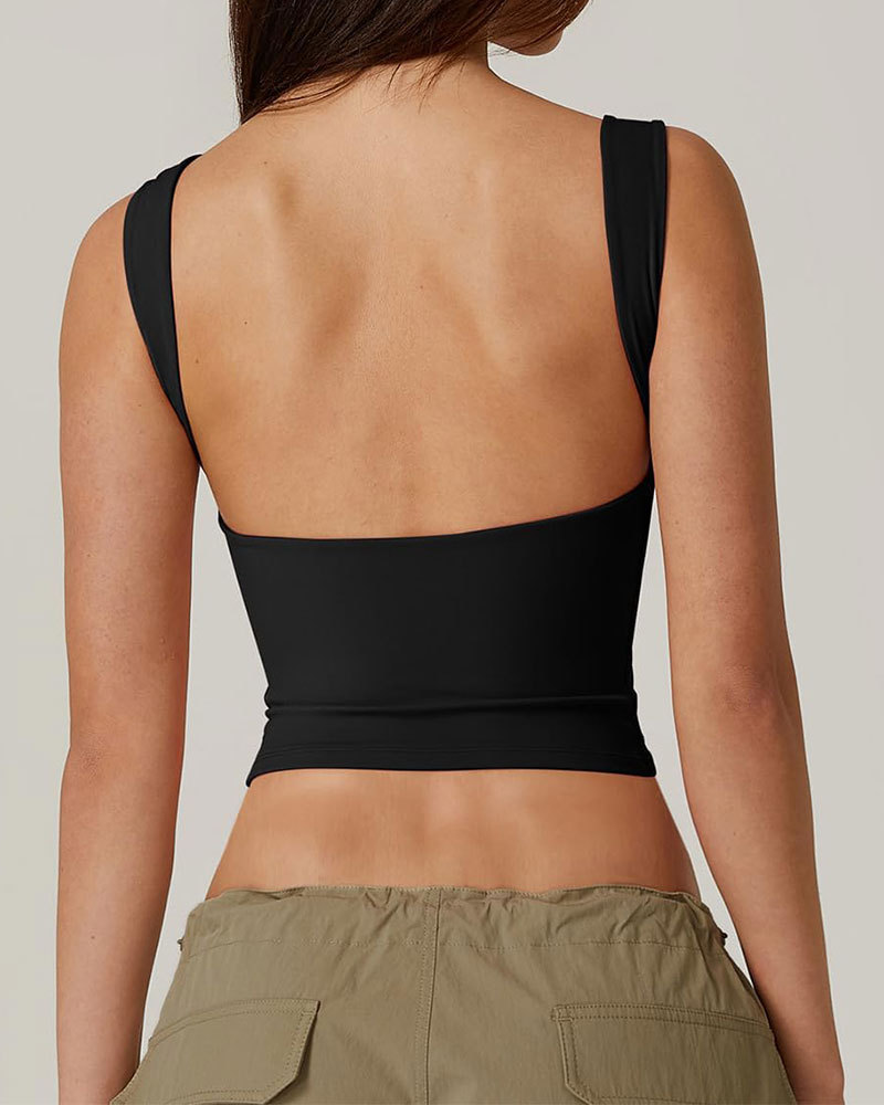 Vibecurve® Women's Sexy Backless Sleeveless Short Top With High Neck Slim Y2k Short T-Shirt