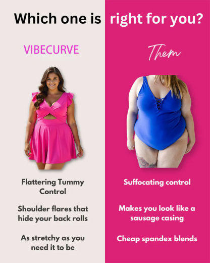 Vibecurve® Women's One Piece Swimsuit Ruffle Cutout Swimdress Tummy Control V Neck Wrap Swimwear