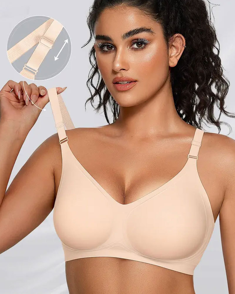 Vibecurve® Wireless V Neck Bra with Front-Adjustable Straps