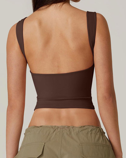 Vibecurve® Women's Sexy Backless Sleeveless Short Top With High Neck Slim Y2k Short T-Shirt