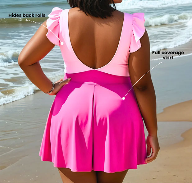 Vibecurve® Women's One Piece Swimsuit Ruffle Cutout Swimdress Tummy Control V Neck Wrap Swimwear