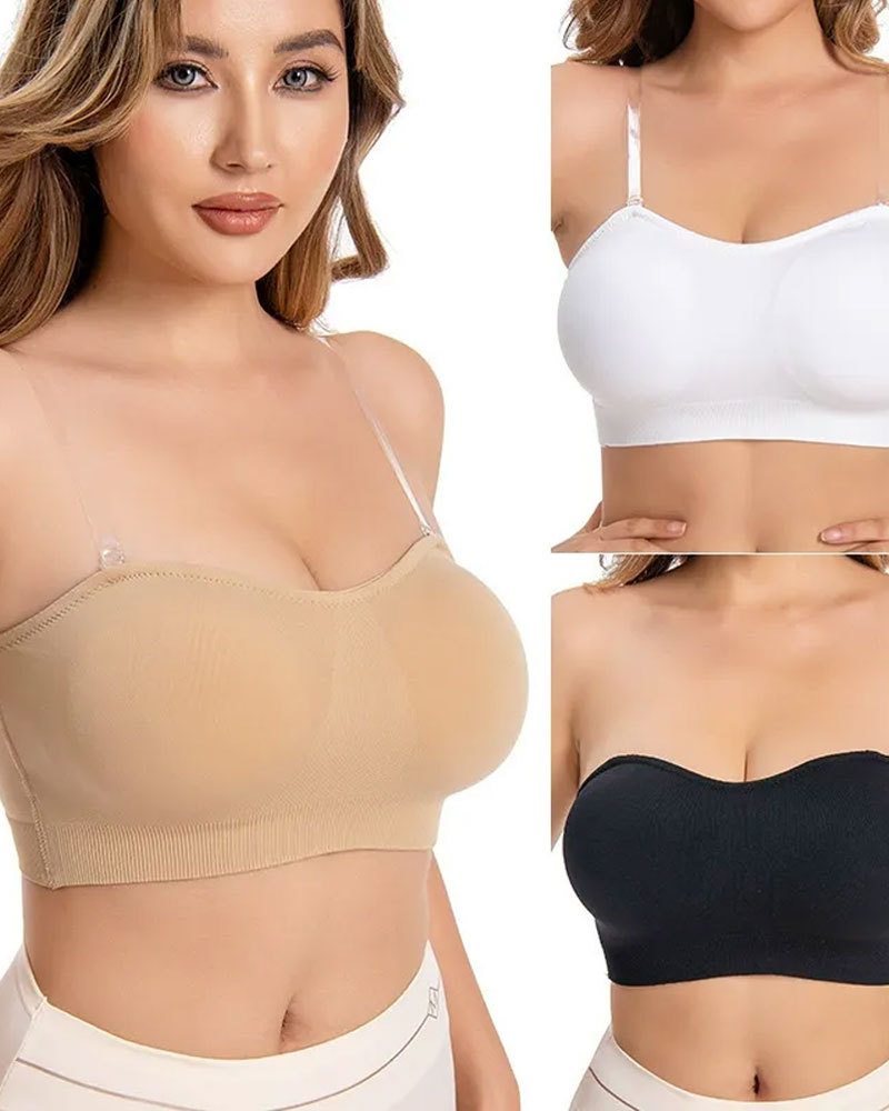 Vibecurve® Strapless Women's Anti-Slip Silicone Pad Bra Wireless Tubular Top Bra