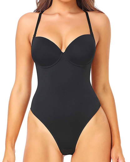 Vibecurve® Backless Seamless Detachable Straps Bodysuit