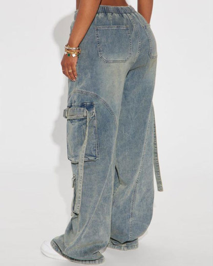 Vibecurve® Baggy Cargo Jeans - Vintage Wash
