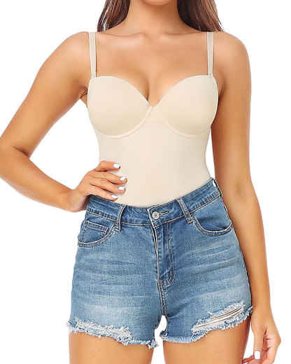 Vibecurve® Backless Seamless Detachable Straps Bodysuit