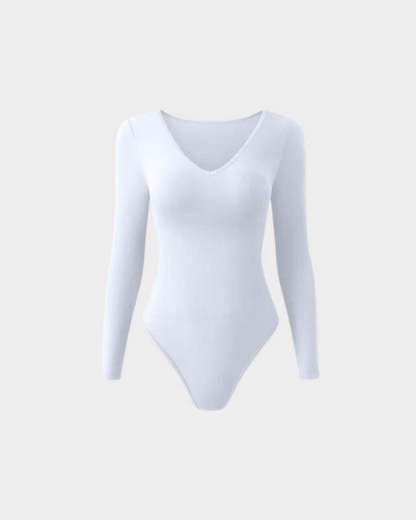 Vibecurve® Sexy Ribbed V Neck Long Sleeve Bodysuits