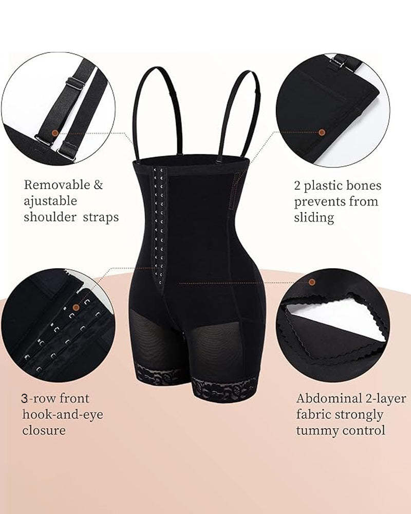 Vibecurve® Tummy Control Body Shaper Butt Lifter Thigh Slimmer Faja Plus Shapewear with Zipper Crotch