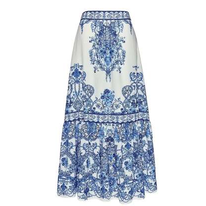 Vibecurve® Blue And White Porcelain One Piece Swimsuit Set