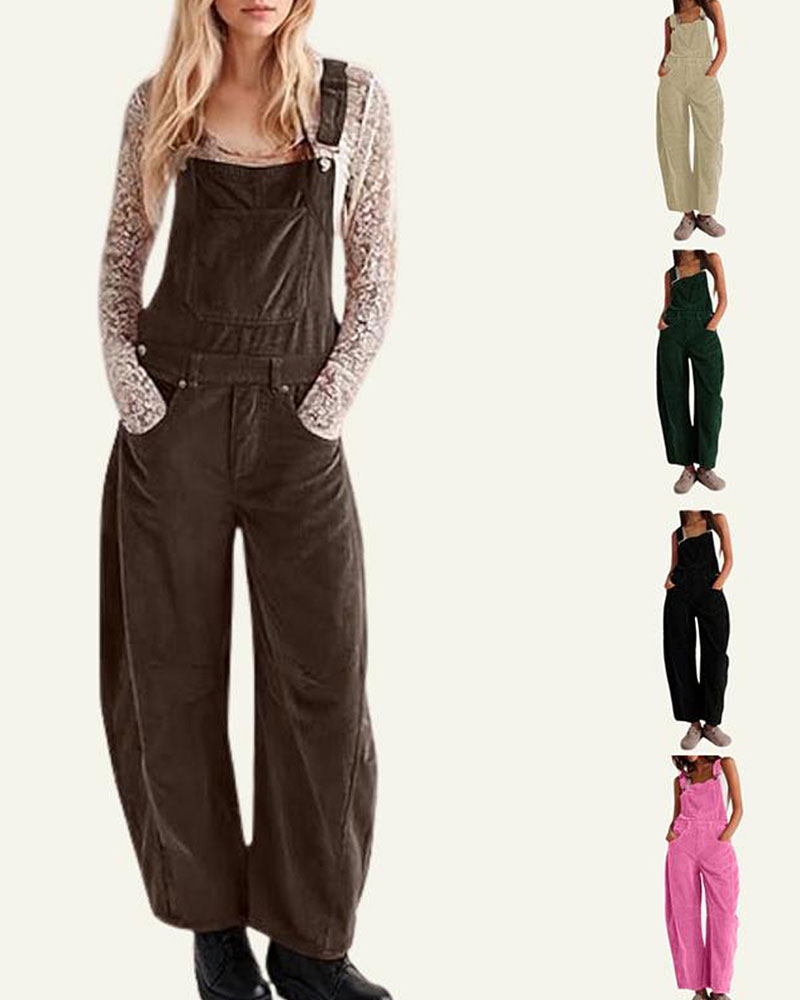 Vibecurve® Corduroy Overalls for Women Barrel Wide Leg Bib Corduroy Pants