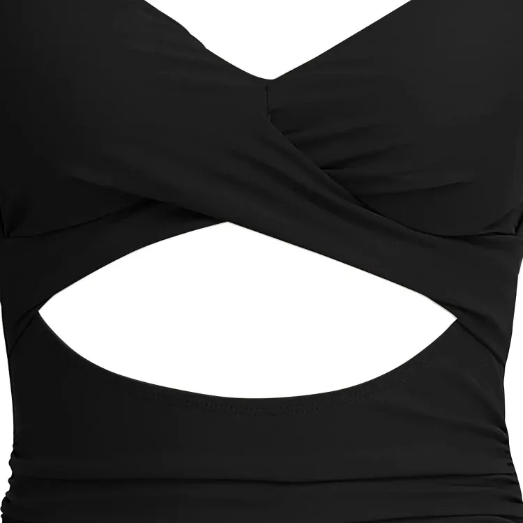 Vibecurve® Women's One Piece Swimsuits Tummy Control Cutout High Waisted Bathing Suit Wrap Tie Back 1 Piece Swimsuit