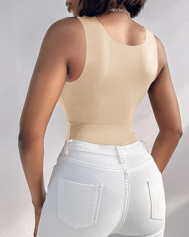 Vibecurve® U Neck Shapewear Built-in Bra Sleeveless High Strechy Slim Fit Tank BodySuits