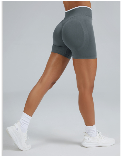 Vibecurve®Seamless Colorblock Skinny Peach Hip-Lifting Yoga Shorts