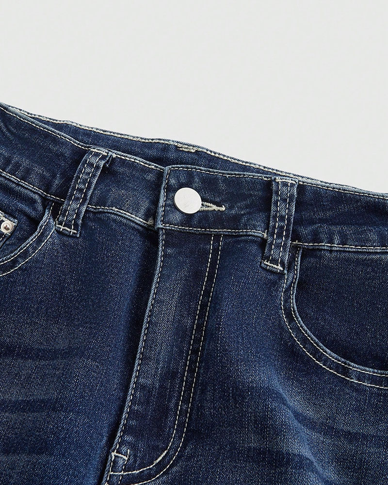 Vibecurve® Goth Y2K Vintage Tattoo Skull, Rose, Heart Patchwork Embroidered Jeans