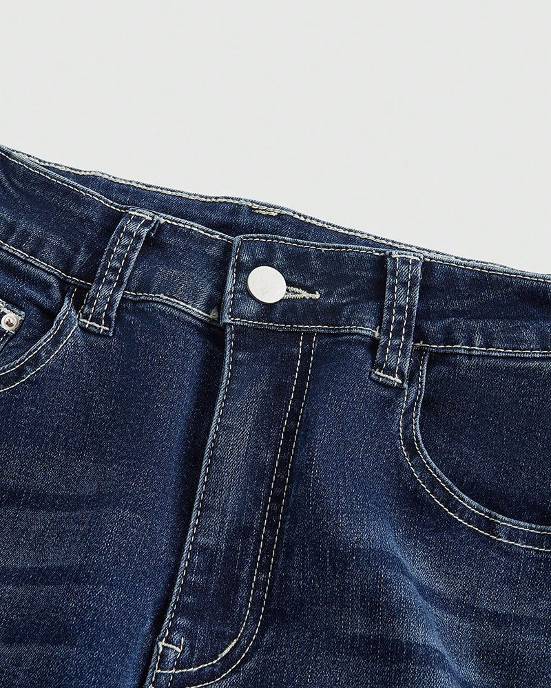 Vibecurve® Goth Y2K Vintage Tattoo Skull, Rose, Heart Patchwork Embroidered Jeans