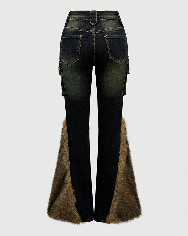Vibecurve® Grunge Punk Y2K Subculture Harajuku Style Vintage Sexy Raw Hem 3D Pocket Skinny Flare Leg Jeans