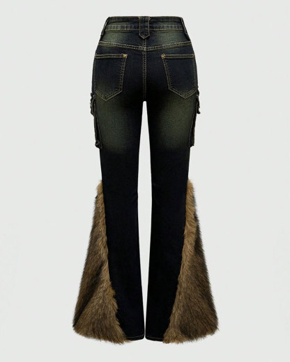 Vibecurve® Grunge Punk Y2K Subculture Harajuku Style Vintage Sexy Raw Hem 3D Pocket Skinny Flare Leg Jeans