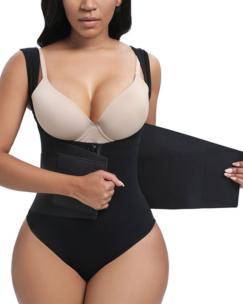 Vibecurve® Women Low Back Tummy Control Thong Bodysuit Shapewear with Reinforced belt