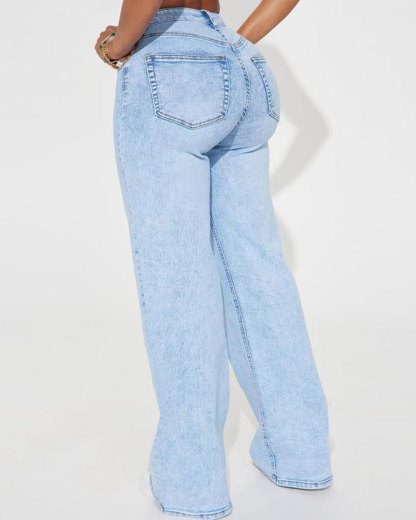 Vibecurve® Stretch Wide Leg Jeans - Light Wash