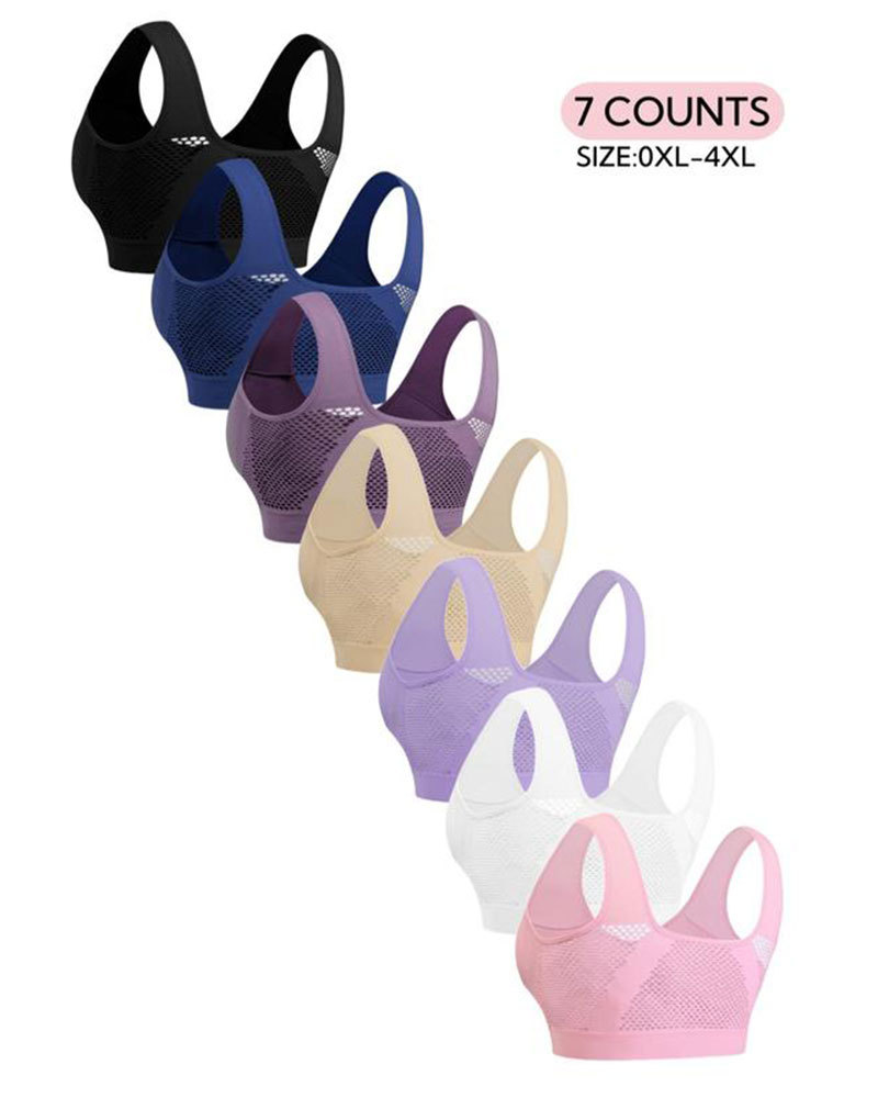 Vibecurve® Plus Size Women's Plain Hollow Out Wireless Seamless Bra