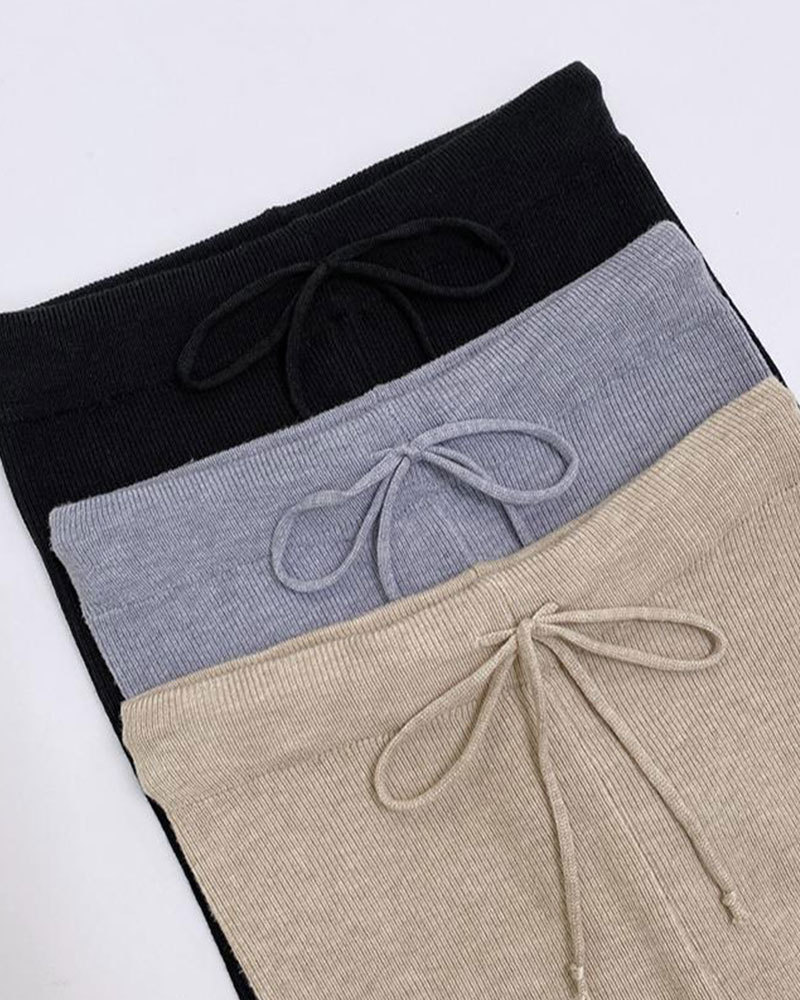 Vibecurve® Women's 2 Piece Lounge Outfit Long Sleeve Pullover Tops Drawstring High Waisted Pants Set