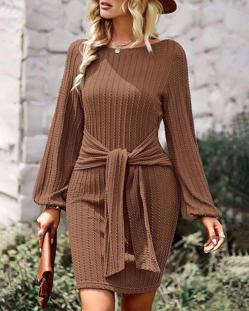 Vibecurve® Women's Elegant Knit Dress Long Lantern Sleeve