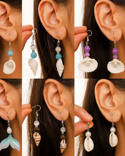 Vibecurve® Ocean Series Pearl Shell Earrings