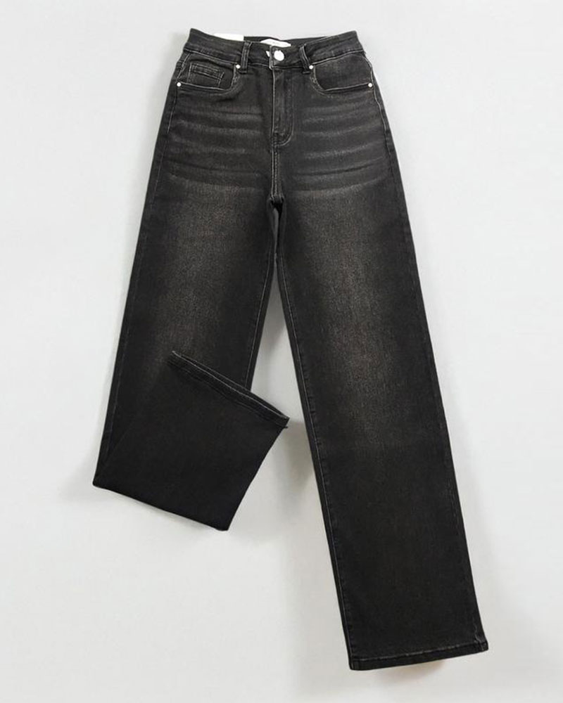 Vibecurve® Trendy Denim High Waist Multi-Pocket Wide Leg Jeans